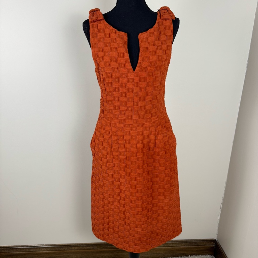 Anthropologie Orange Textured Midi Dress